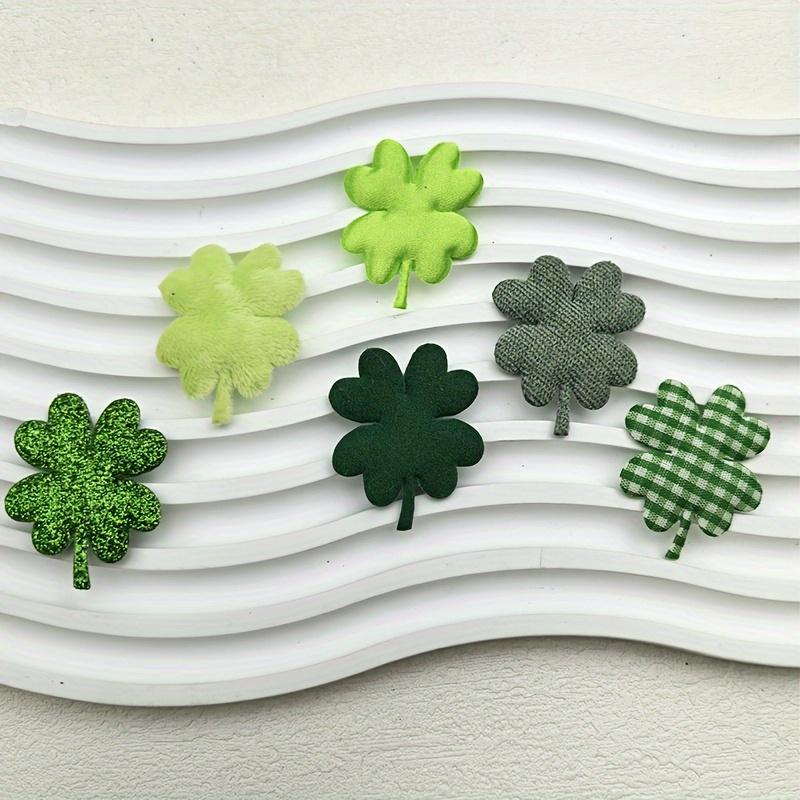 30pcs Green and Glitter Four-Leaf Clover Patches,Dual-Sided, DIY Crafts, Pet Accessories,Shoe and Hat Decorations,craft Supplies