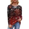 Damenmode, lässig, weihnachtlich bedruckt, Rundhalsausschnitt, plissiert, Langarm-T-Shirt
