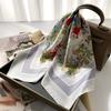 Fashion Floral Scarf Women Imitation Silk Satin Hairbands Foulard Female Square Neck Kerchief Headbands Lady Bandana