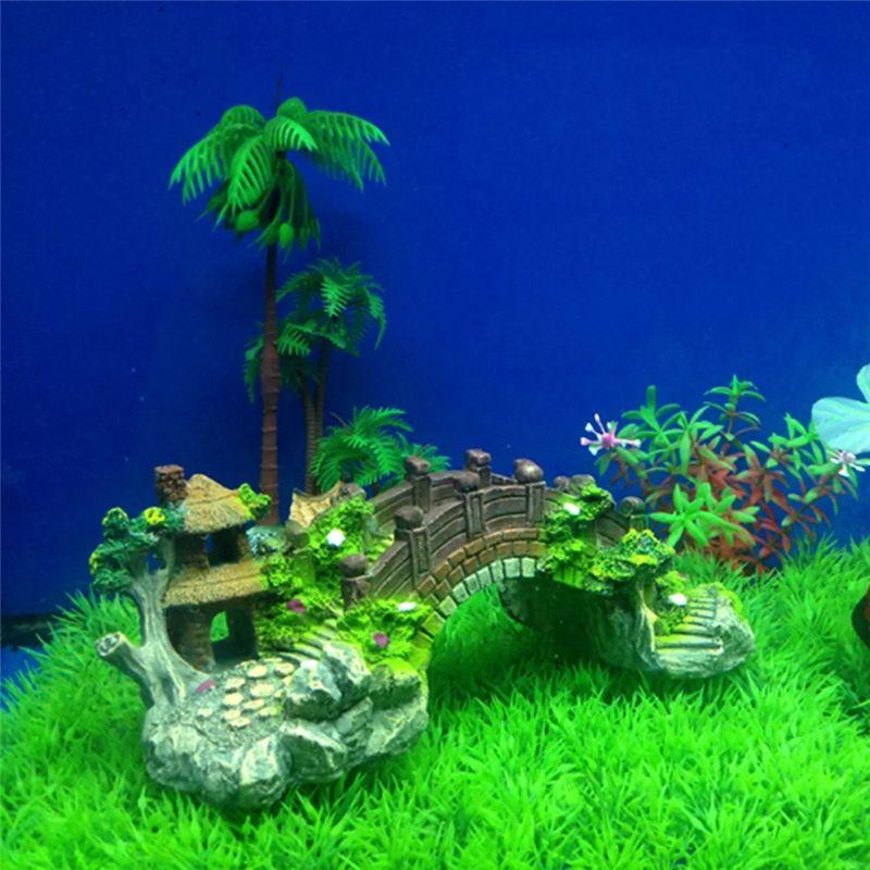 M-Modern-Künstliche Brücke Aquarium Fischbecken Dekoration Harz Aquarium Dekorationen Künstliche Landschaftsgestaltung Felsengarten Brücke Fischbecken
