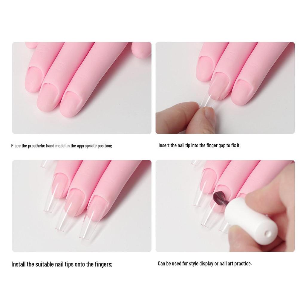 Nail Art Silicone Bendable Hand Model for Practice with Fake Nails - Small Right Hand for Beginners