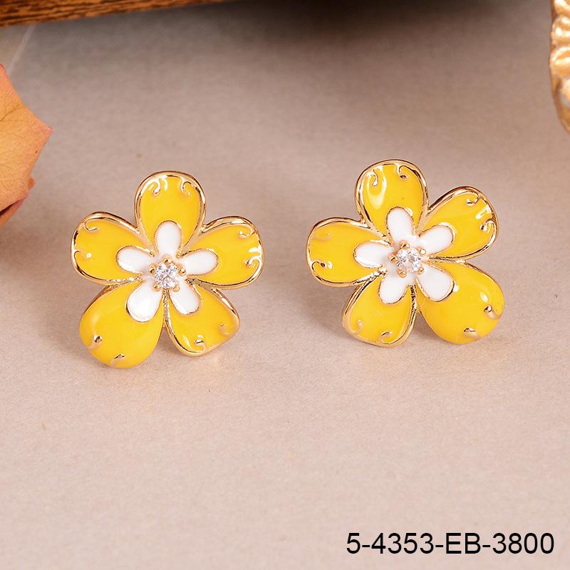Retro flower earrings New Chinese French Chinese antique spring and summer versatile drip oil enamel senior design earrings