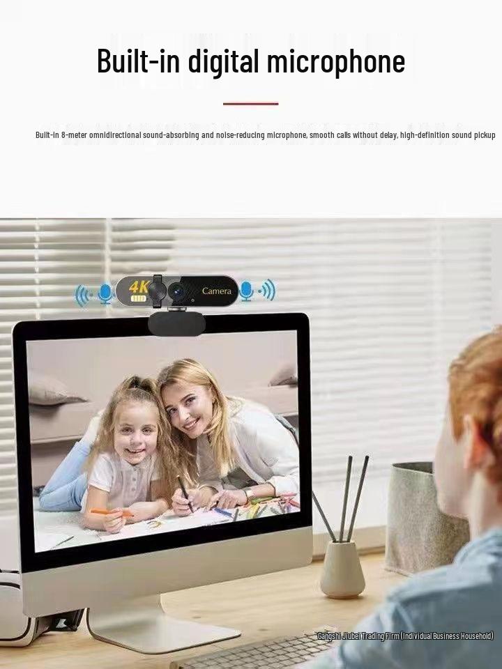 4K Ultra HD USB Desktop Camera with Microphone for Live Streaming and Online Meetings