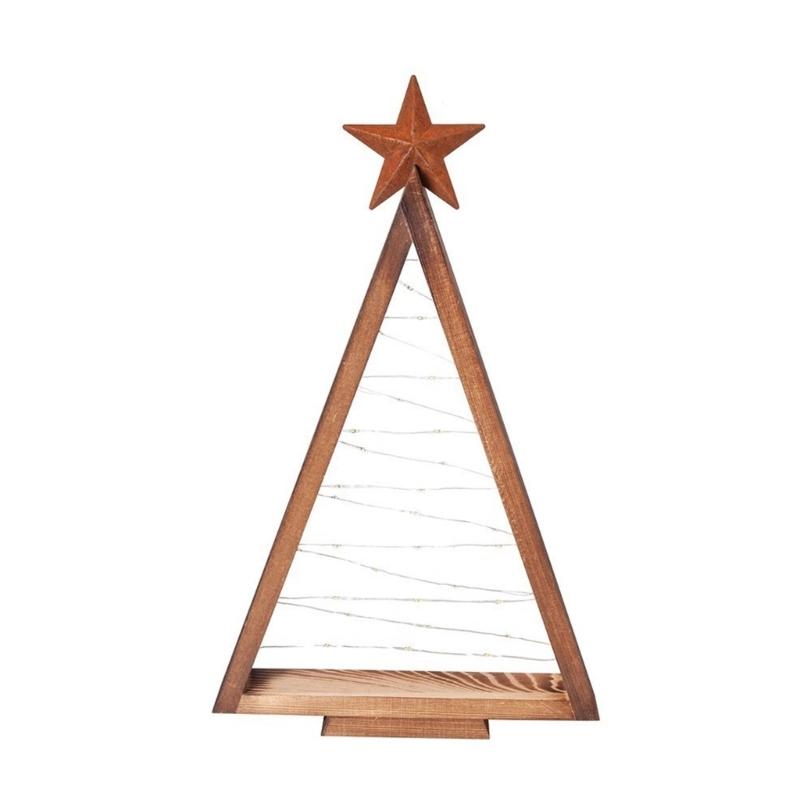 Stojąca podświetlana dekoracja choinkowa Drewniana miniaturowa dekoracja choinkowa Na biurko Kominek Półka