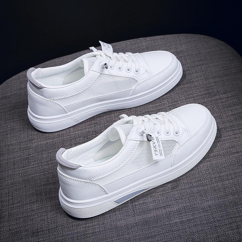 2025 new summer mesh breathable casual shoes Korean version of student non-slip white shoes fashionable soft-soled women's board shoes