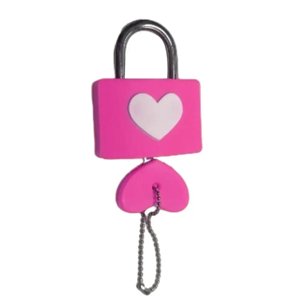 Colorful Heart-shaped Lock Anti-theft Rubber Sleeve Padlock Travel Luggage Suitcase Zipper Lock Portable Drawer Diary Lock