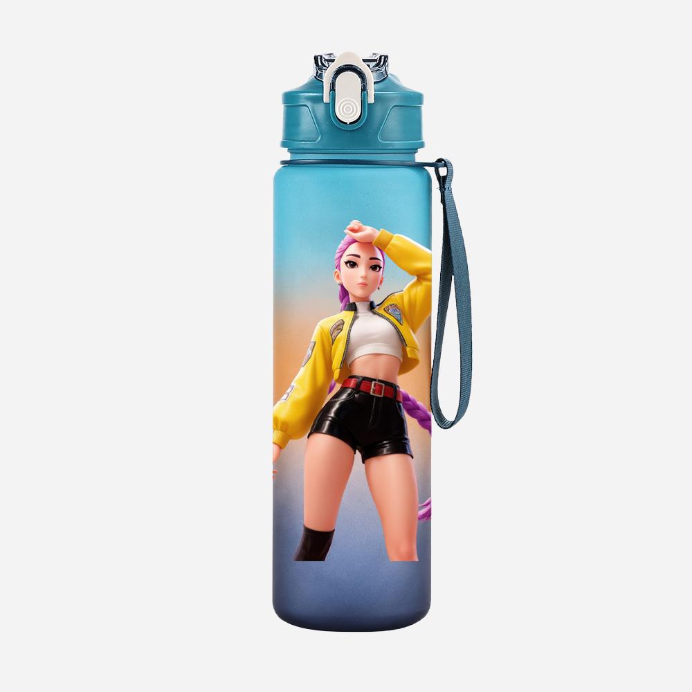750Ml Water Bottler Anime K-Pop Demon Hunters Printed Character Water Cup Large Capacity Outdoor Portable Rope Drinking Bottle for Boy Girl Gift