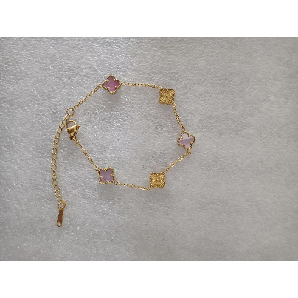 9mm Mini Version of The Lucky Four-leaf Clover Bracelet Double-sided Mother-of-pearl Radium Flower 18K Hundred Fashion Bracelet
