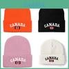 Canada Maple Leaf Knitted Hat With Embroidered Letters For Winter Outdoor Cold Weather Men