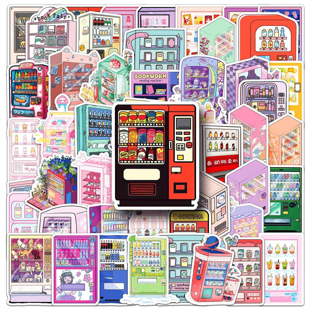 50 Cartoon Vending Machine Graffiti Stickers Personalized Creative Hand Account Decoration Mobile Phone Case Water Cup Stationery Stickers
