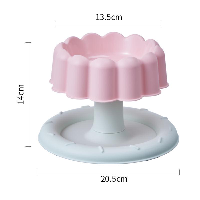 Stainless Steel Anti-Spill Cat Bowl with Chin Protection and Elevated Pudding Flower Design