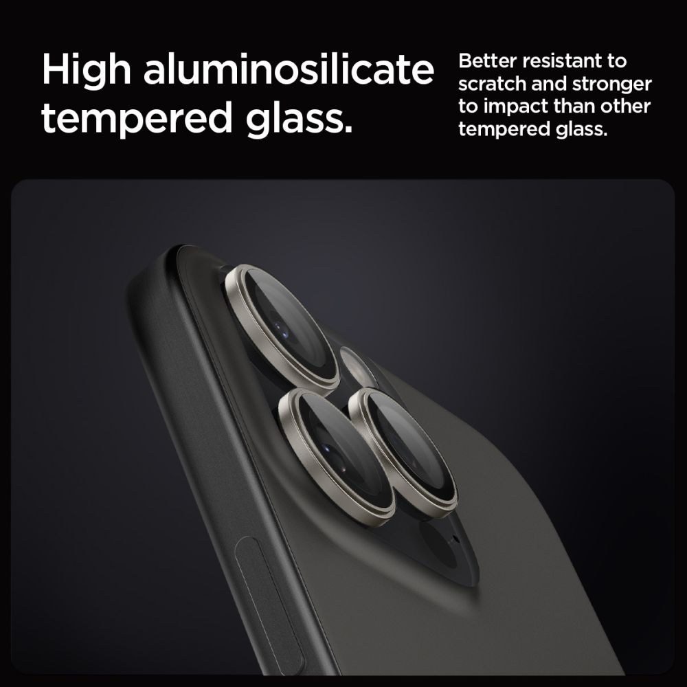 Osłona Aparatu Spigen Optik Pro Glas.tr Ez Fit Camera Protector 2-Pack Iphone 14 Pro / Pro Max / 15 Pro / Pro Max / 16 Pro / Pro Max Natural Titanium