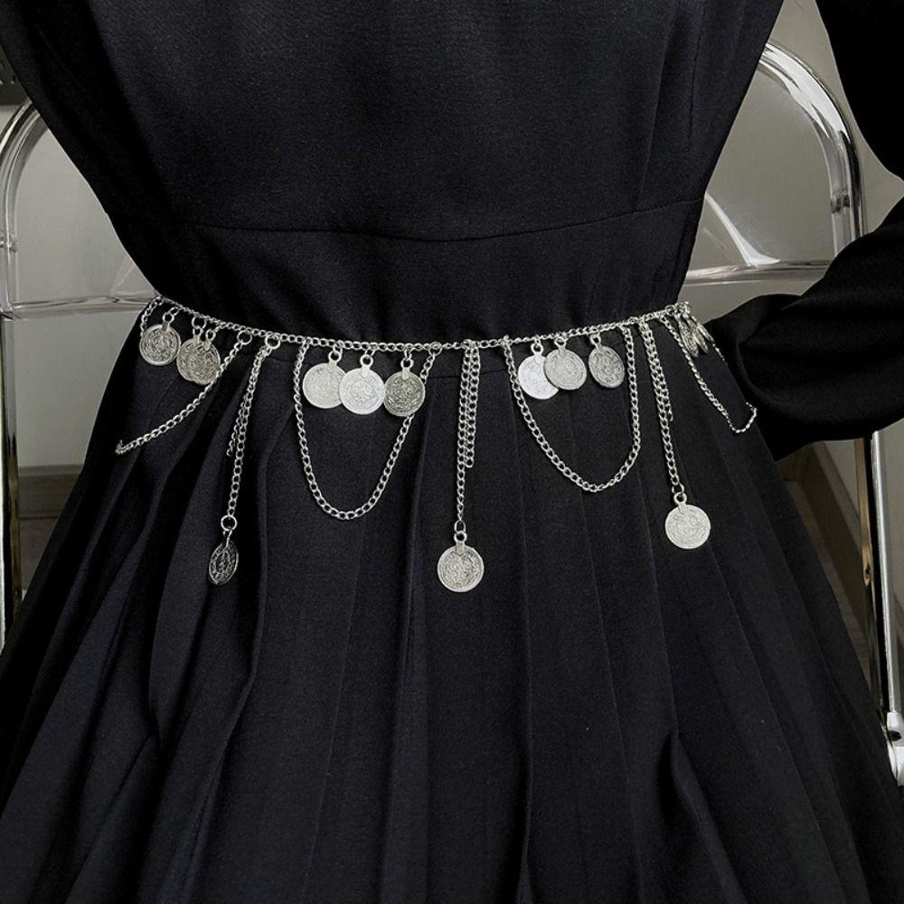 Gürtel Quaste Taillenkette Münzanhänger Bauchtanz Körperkette Vintage Metall Körperkette Mädchen