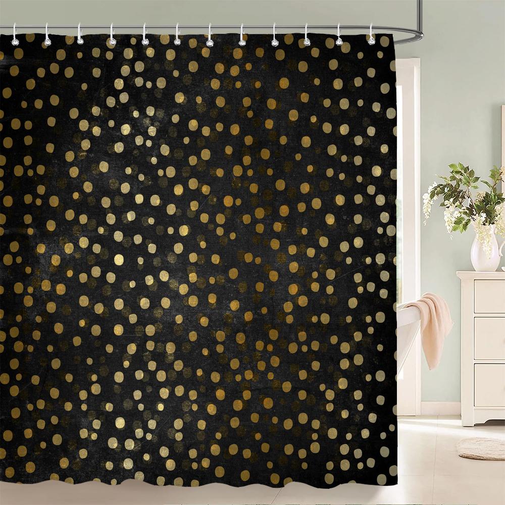

1Pc European Style Golden Flowers Shower Curtain Waterproof Fabric,Floral Print Partition Curtain Decorate Bathroom Curtain W60H190(CM)-1 Pcs