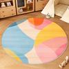 Round Abstract Living Room Carpet Modern Light Luxury Decoration Antiskid Rug Lounge Bedroom Fluffy Plush Floor Mats Washable