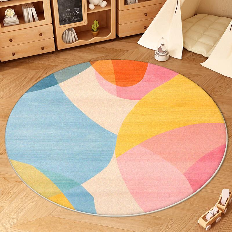 

Round Abstract Living Room Carpet Modern Light Luxury Decoration Antiskid Rug Lounge Bedroom Fluffy Plush Floor Mats Washable 60x60cm (Diameter)