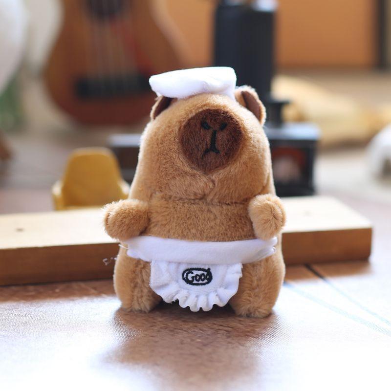 Plush Capybara Keychain Stuffed  With Pp Cotton Short Plush Backpack Gift Decor