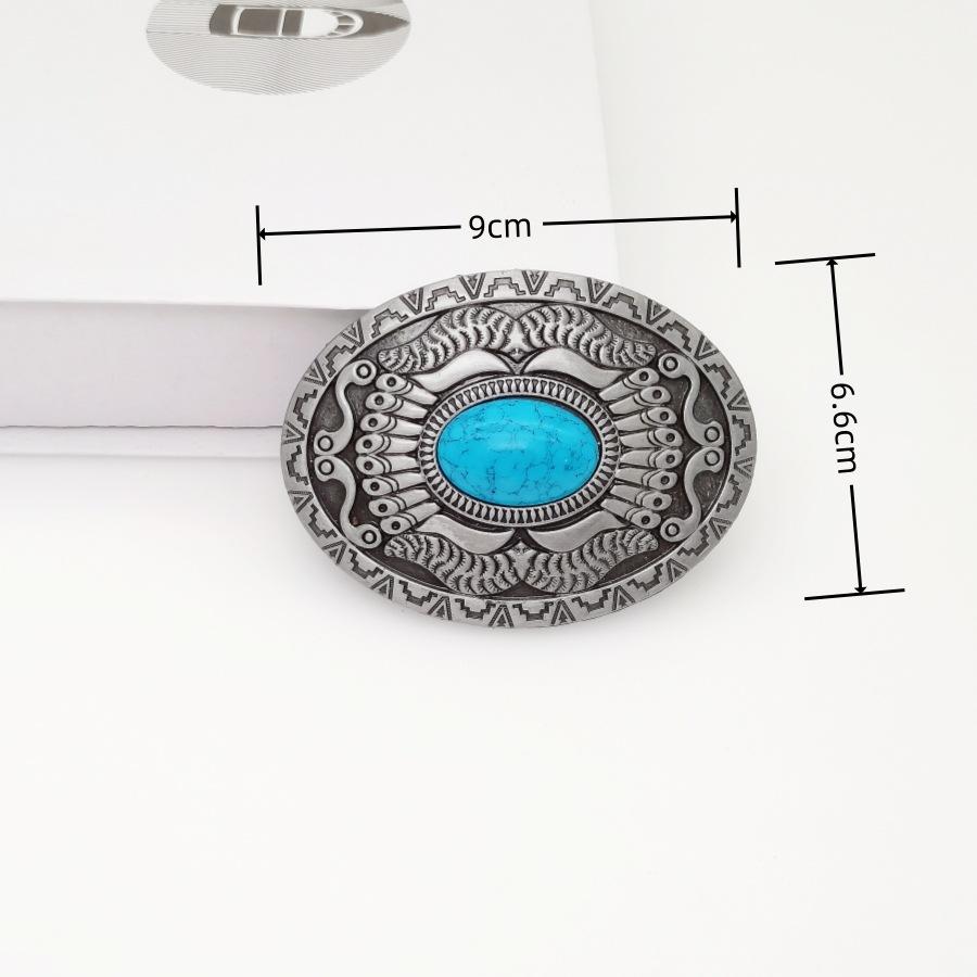 Zinc Alloy Bohemian Niche Belt Buckle Oval Belt Buckle Automatic Snap Buckle Retro Style