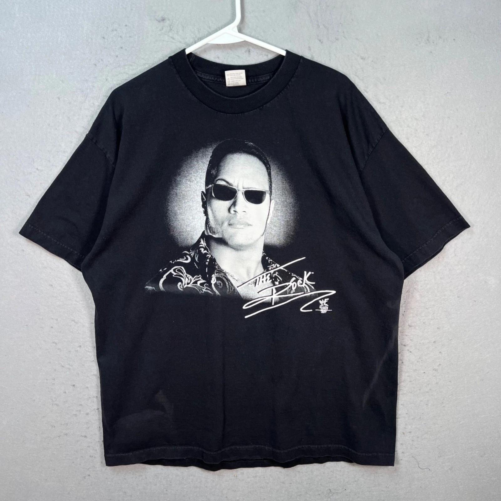 

Vintage WWF The Rock Graphic Wrestling T-Shirt Black Mens Size XL XL