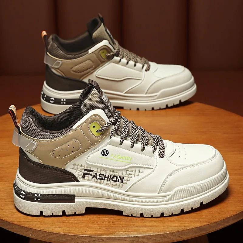 Modne męskie buty do kostki z wysoką cholewką 2024 Nowe Męskie Wygodne Sneakersy do Biegania z Poduszką Powietrzną Designerskie Luksusowe Chelsea Bezpieczne Buty Robocze Botas