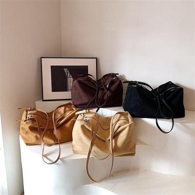 Autumn Winter Big Boston Luxury Designer Tote Soft Matte Suede Leather Women Handbag Female Shoulder Crossbody Bag KTY