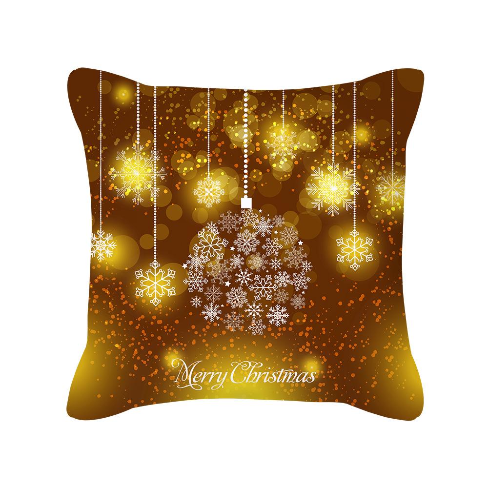 New Black Gold Christmas Pillow Cover New Snowflake Letter Peach Skin Sofa Cushion Cover