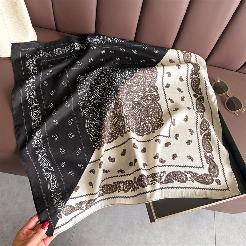New Cashew Print Female Neck Scarf Cotton Linen Feeling Women Hair Scarves Foulard Head Band Shawls Wraps Neckerchief Bandana
