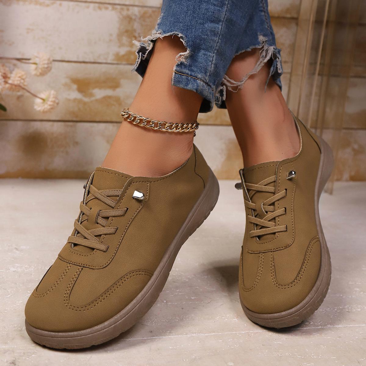 Уличная мода винтажная повседневная обувь женские всесезонные новые универсальные дофаминовые кроссовки на плоской подошве с толстой платформой и дизайном в стиле колор-блок 41 светло-коричневого 1890₽