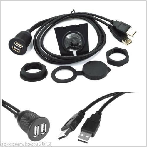 

New Pro Car Stereo Dashboard Flush Mount Dual USB 2.0A Male To Female Extension Wire
