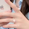 Cui Yan S925 Sterling Silver Natural Pearl Korean Style Color Block Elastic Ring for Women