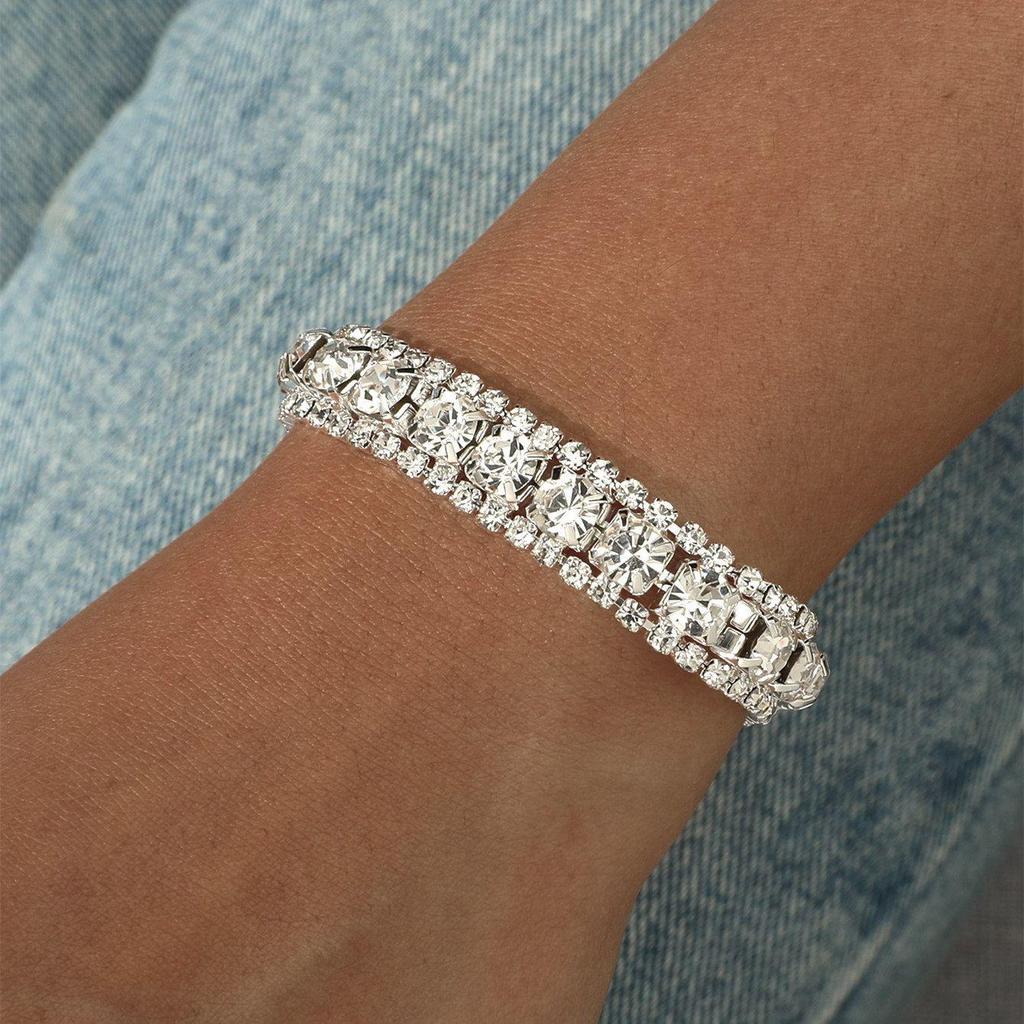 Temperament Super Flash Plný Diamantů Dámský Elastický Náramek Módní Vynikající Kamínkový Náramek Náramek Šperky