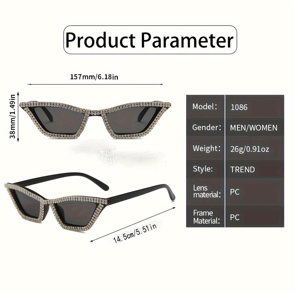 1PC Rhinestone Sunglasses Party Glasses Cat eye Sunglasses Cat eye Glasses Eyewear for Women Men Bar sunglasses