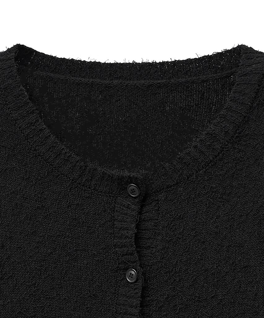 Noirer Boucle 80S Oversized Cardigan (Black)