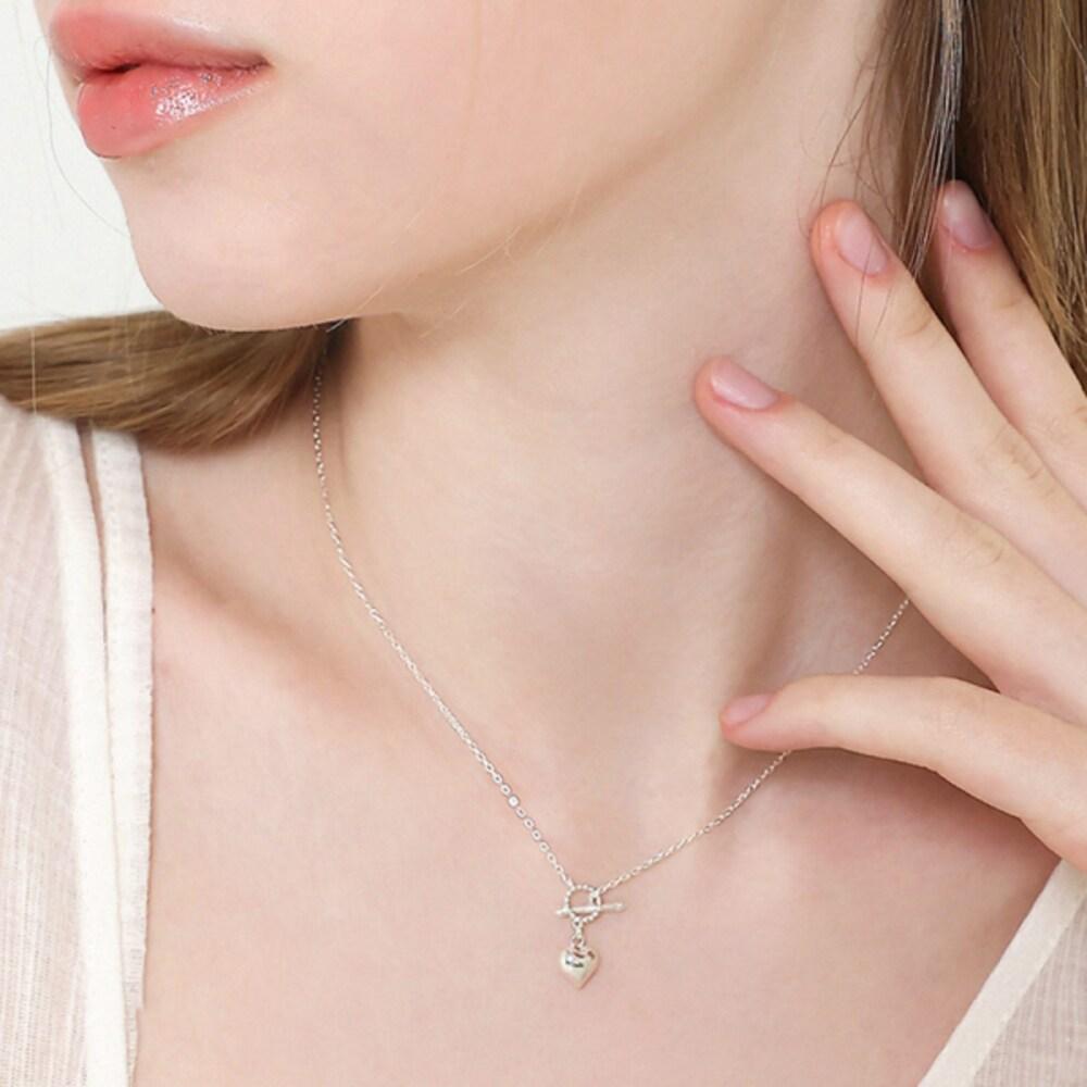 [Aube] Mini Heart Toggle Bar Silver Necklace An08