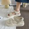 Summer 2025 Footwear Sandals for Women Beach Roman Style Outdoor Beige Platform Ladies Shoes Flat Rubber New Breathable Fashion