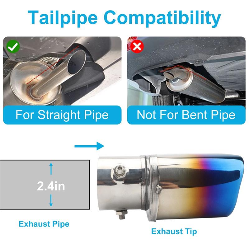 Muffler Tip Dual Outlet Universal Square Exhaust Tip Exhaust Pipe Stainless Steel Exhaust Tip Nozzle Car Tail Throat Accessories