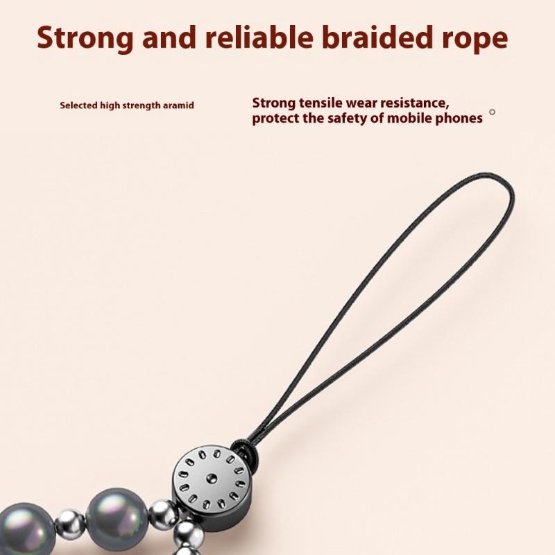 Stylish Beaded Phone Wrist Strap Adjustable Lanyard Strong ABS Rope & Pearls Design Mobile Phone Lanyard For Smartphones