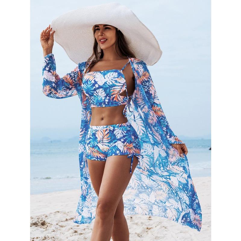 2026 New Fashionable High-end Sexy Multi-color Printed Three-piece Bikini Women's Swimsuit