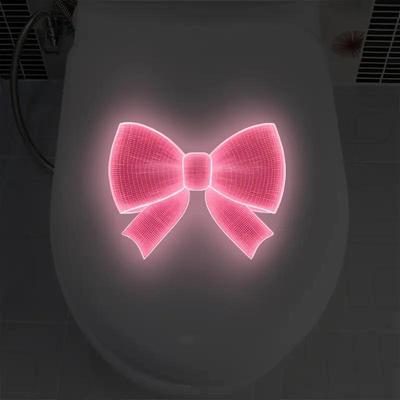 Glow-In-The-Dark Toilet Decoration Decals Luminous Toilet Seat Cover Sticker Pink Bowknot Design Pvc Toilet Lid Wall Decoration