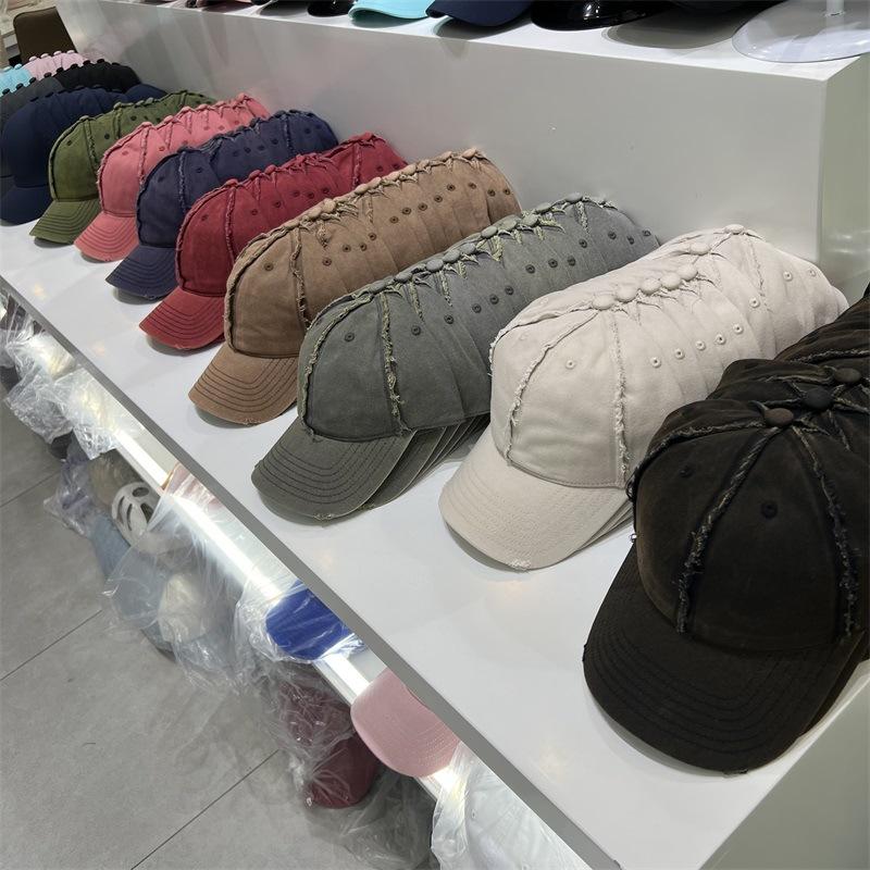 

Edge burr cap versatile female face small personality old soft top baseball cap round face hip hop hat M（56-58cm） армія зелений колір