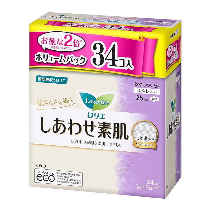 

Laurier [Share Pack] Happy bare skin Soft type Particularly common during the day with wings 25cm Contains 17 pieces × 2 sets (34 pieces)