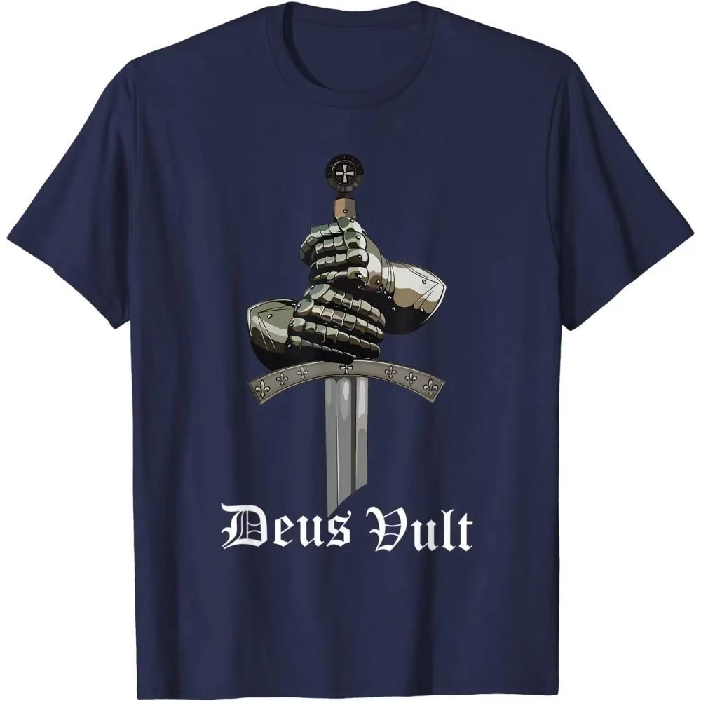 Deus Vult - Catholic Crusader Knights Templar Armor T-Shirt 100% Cotton O-Neck Short Sleeve Casual Mens T-shirt Size S-3XL