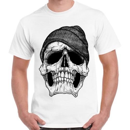 Skull With Beanie Hat Style Vintage Cool Gift Retro T Shirt 2349