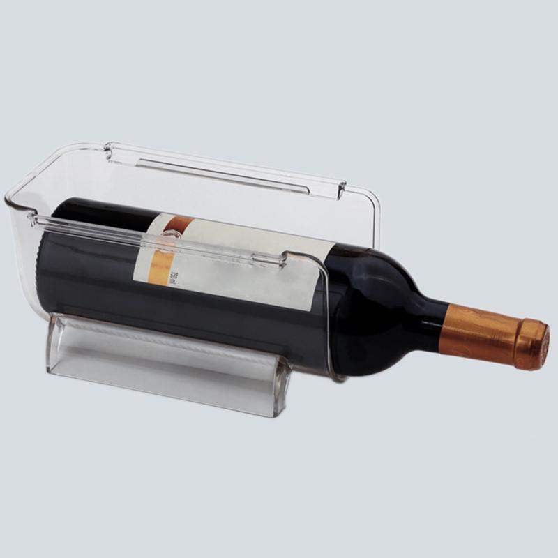 Stackable Wine Bottle Storage Rack Refrigerator Organizer Clear Plastic Shelf