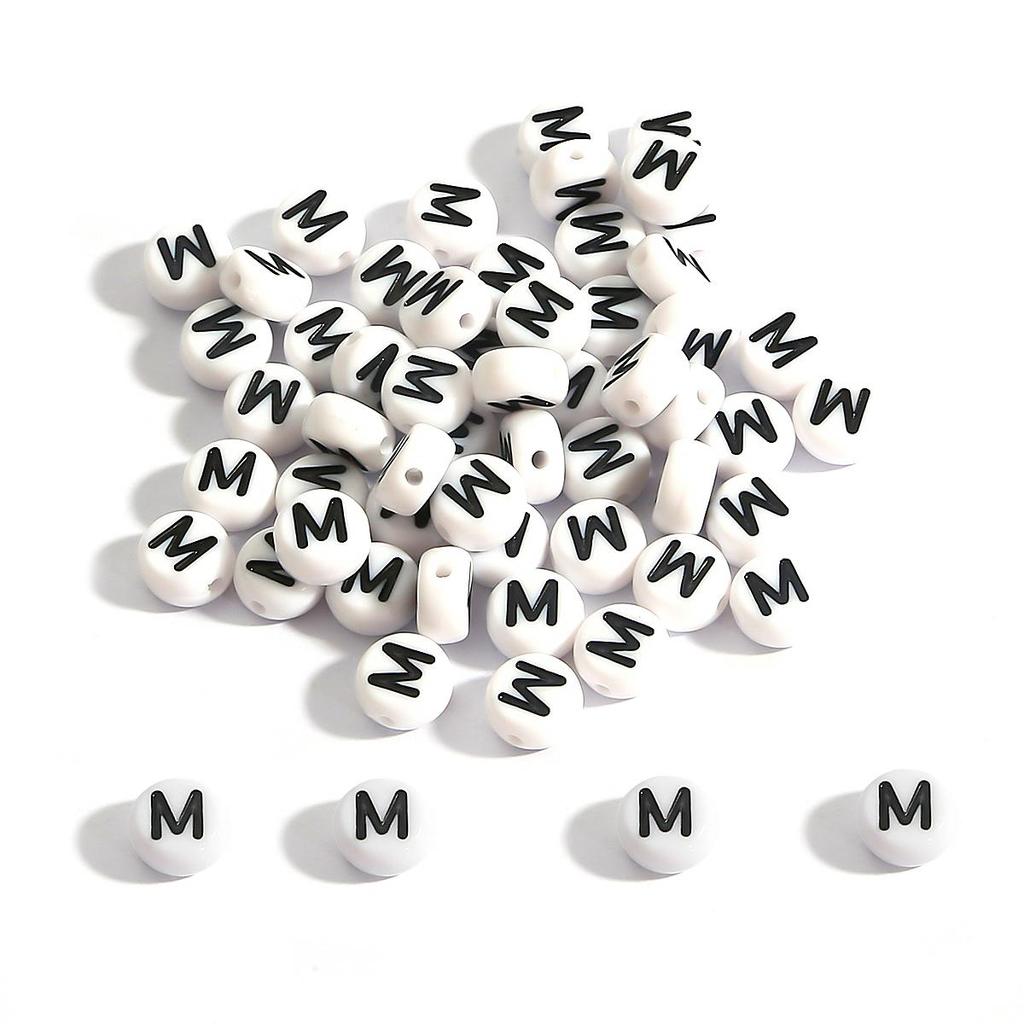 100Pcs Acrylic Letter Round Flat Beads DIY Jewelry Making Accessories