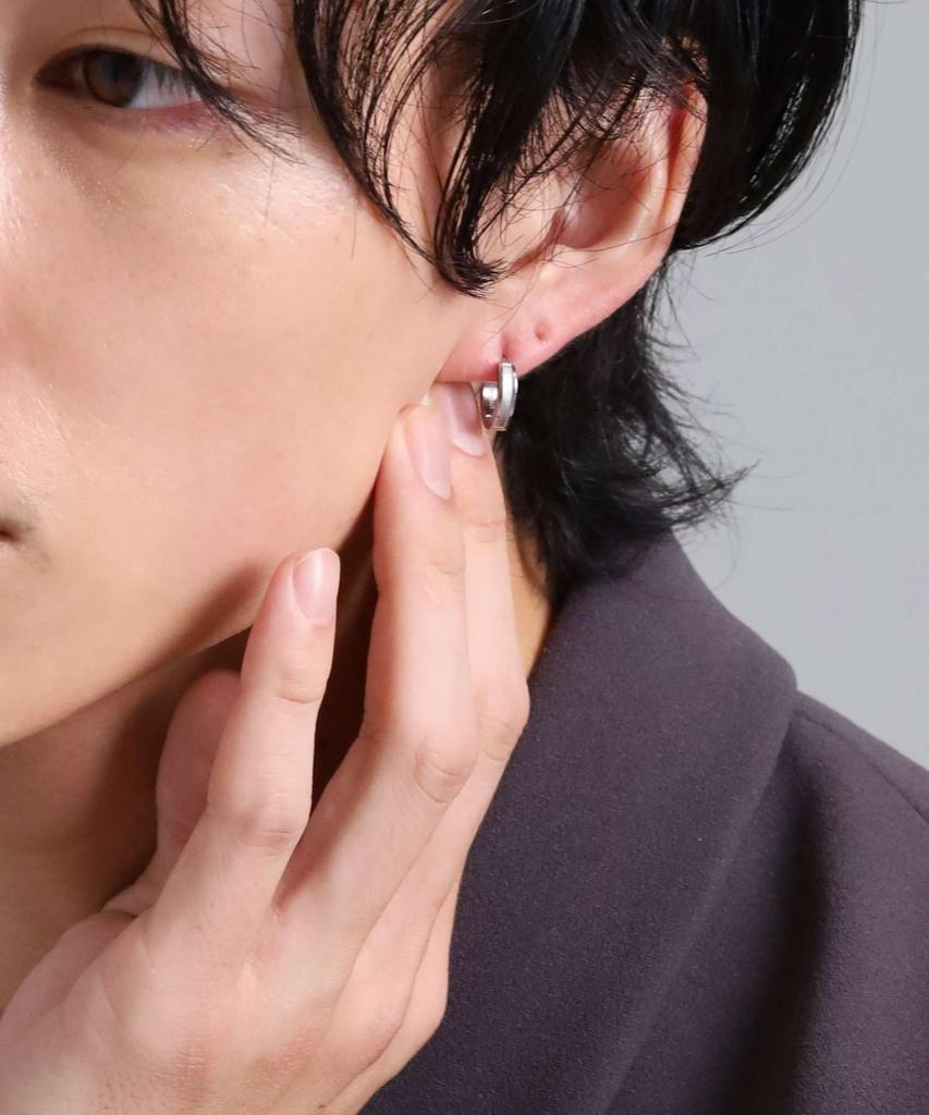 LION HEART Earring (Single Earring) [Limited Edition] “LH-1” Line Hoop Earring / Surgical Stainless Steel (Hypoallergenic) [LION HEART]
