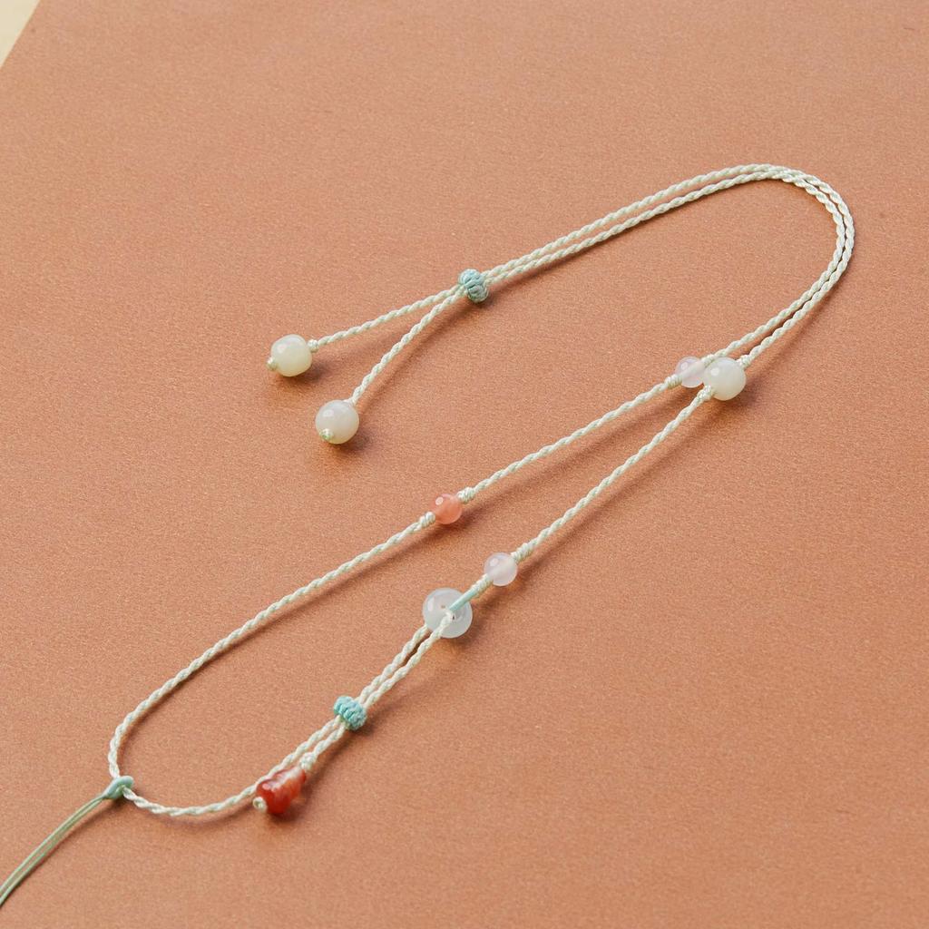 Premium Handmade Braided Necklace with Adjustable Hetian Jade Pendant