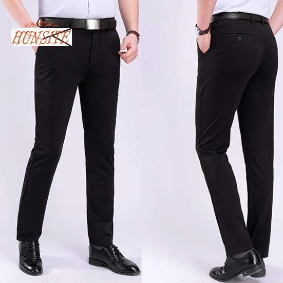 Menn Mote Ensfarge Stretchy Dress Bukser Formell Business Bryllupsbukser