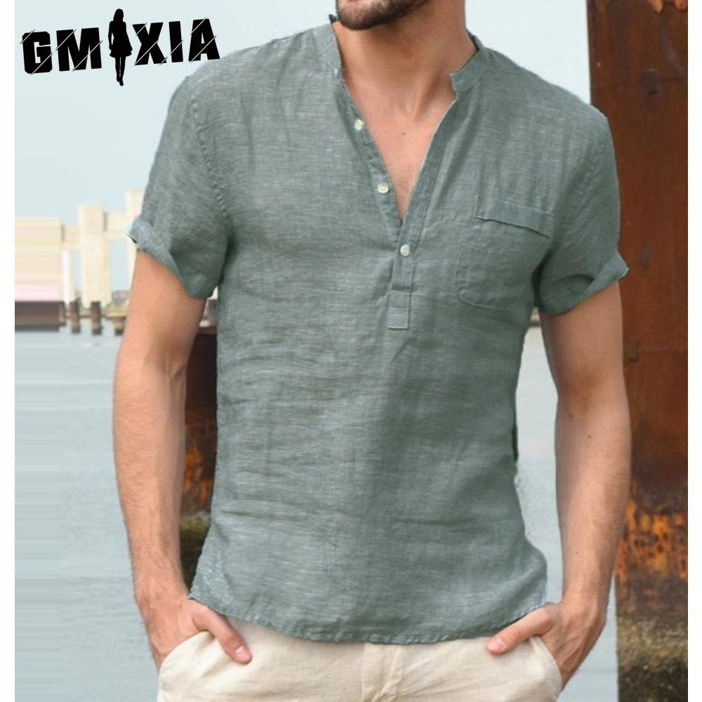 

GMXIA Мужская мода повседневные однотонные принтованные топы и футболки XXXXL