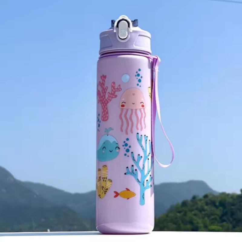 780ML Kids Water Sippy Cup Creative Cartoon Cup with Straws Leakproof Water Bottle Outdoor Portable Children's Plastic Water Cup